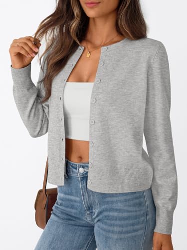 Trendy Queen Women's Lightweight Knit Cardigan - color: Grey Melange, size: Medium