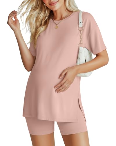 Women's Maternity Pajamas Set 2 Piece Outfits - color: Gray Pink, size: Large