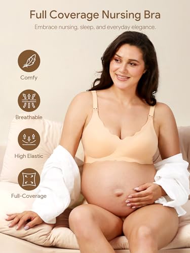 Angelhood Nursing Bras for Breastfeeding Seamless Maternity Bra Push Up