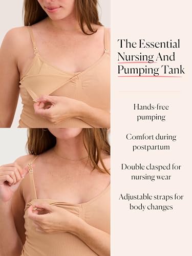 HATCH The Essential Nursing & Pumping Tank Top for Breastfeeding - color: Sand, size: X-Large