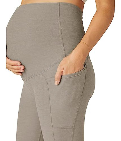 Beyond Yoga Women's Spacedye Love The Bump Maternity Pocket Midi Legging - color: Birch Heather, size: Medium