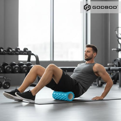 Foam Roller - Deep Tissue Medium Density Muscle Massager with Myofascial Trigger Point Release, Back Massage Roller for Soreness and Mobility 13 x 5.5 Inch, with eBook - color: Sky Blue