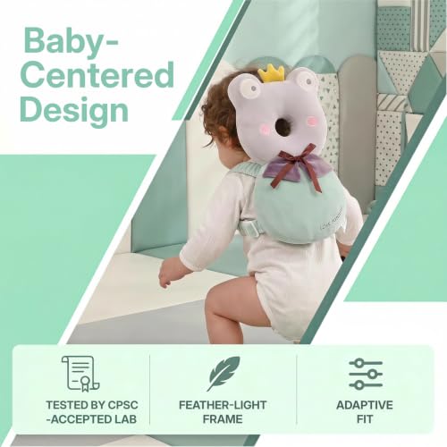 Baby Head Protector Backpack - Soft & Lightweight Fall Cushion Backpack for Toddlers Walking and Crawling (Green Frog) - color: Green Frog