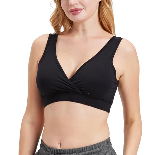 netdraw Women's Bamboo Viscose Nursing Sleep Bra - color: Black, size: Medium