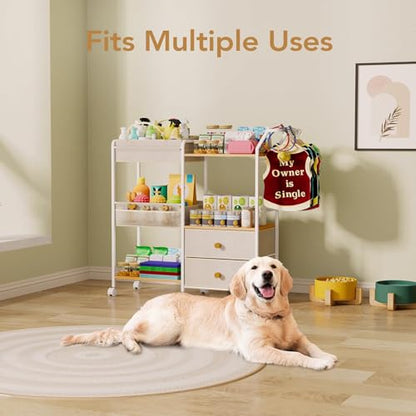 BBLIKE Diaper Caddy Organizer, Baby Storage Cart with Hanging Rack, Beige - color: Beige