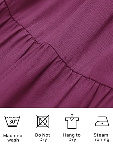 CzzzyL Women's Nursing Dress Smocked Bodice Ruched Midi with Pockets - color: Voilet, size: Medium