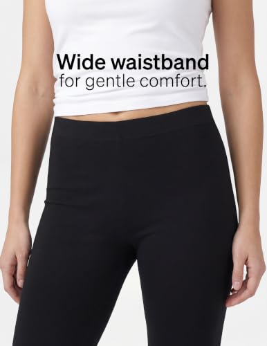 HUE Women's Wide Waistband Blackout Cotton Leggings - color: Black, size: Medium