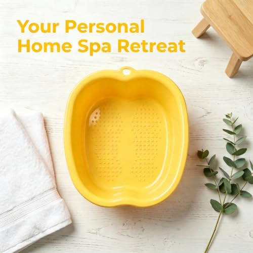 Ytterbium Foot Soaking Basin, Large Massage Foot Soaking Tub-Yellow - color: Yellow