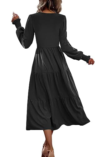 CzzzyL Womens Flutter Sleeve Nursing Dress for Breastfeeding with Pockets - color: Black-09, size: Medium