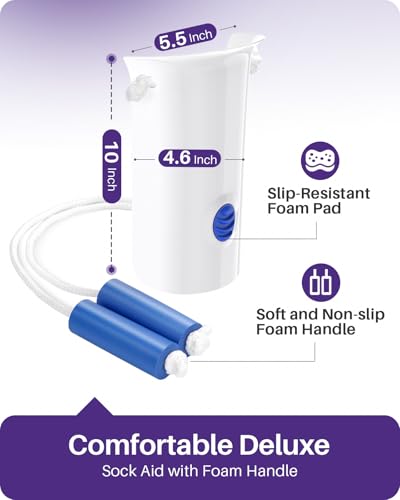 KEKOY Sock Aid for Putting on Socks, 4.6" Foot Width, No Bending - size: 4.6 Inch