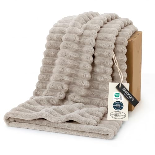 Bedsure Soft Twin Blanket for Bed Decor Gifts Beige 60"x80" - color: Beige, size: Twin