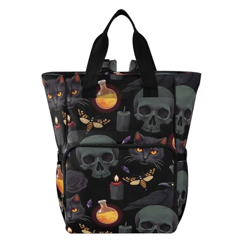 MNSRUU Diaper Bag Grey Skull Diaper Bag Backpack Multifunction Travel Diaper Bag Tote Large Capacity Diaper Changing Backpacks for Moms Dads - color: Goth 01
