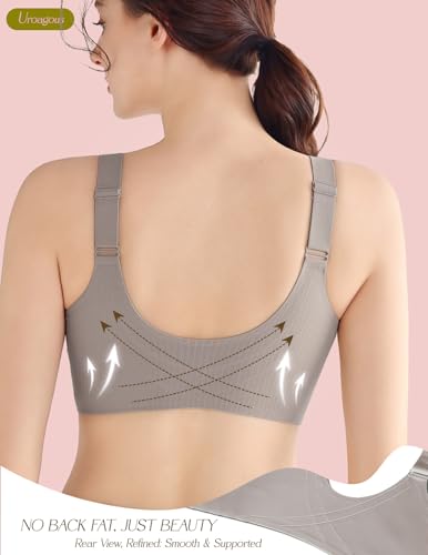 Womens Front Closure Bras for Women Seamless Soft Mastectomy Bra - color: Elegant Grey, size: Small