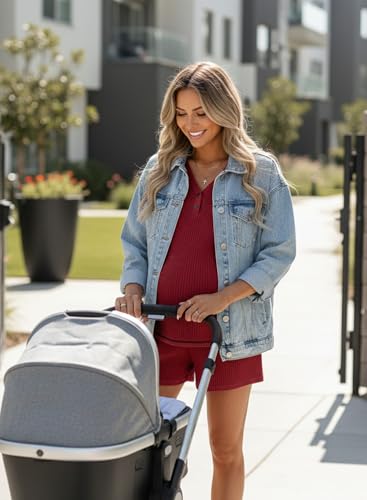 BLENCOT Maternity Pajamas Nursing Set Shorts Pregnancy Pj Sets - color: Red Dahlia, size: X-Large