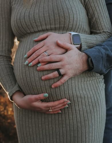 LAHILO Long Sleeve Knit Ribbed Maternity Sweater Dress for Fall Winter - color: Greenish Gray, size: Large