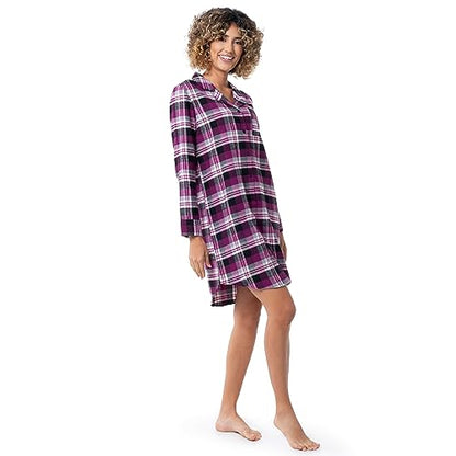Fruit of the Loom Women's Flannel Sleep Shirt - color: Berry Plaid, size: X-Large