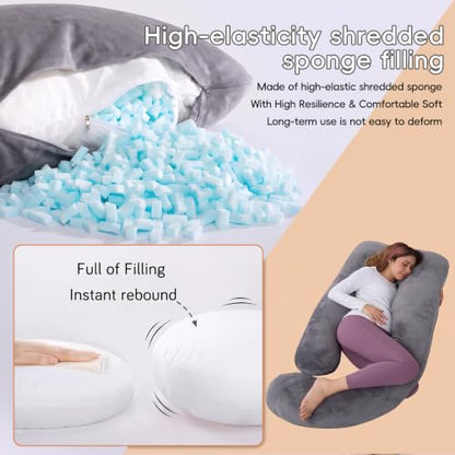 60 Inch Pregnancy Pillow for Sleeping (Dark Grey- Memory Foam) - color: Dark Grey- Memory Foam