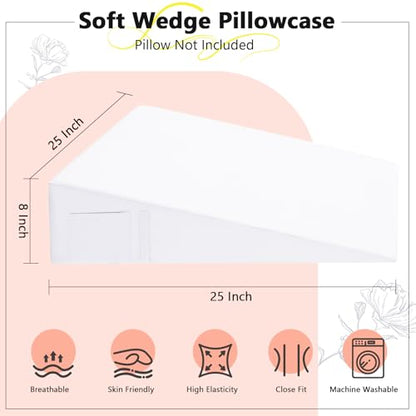 White Bed Wedge Pillow Cover, 25" L x 25" W x 8" H - color: White, size: 25 x 25 x 8 Inch