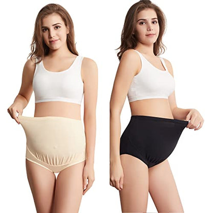 Mama Cotton Women's Over The Bump Maternity Briefs, High Waist, Cotton, Adjustable Waistband, Multi-Pack - color: Multicolor C 4 Pack, size: 3X-Large