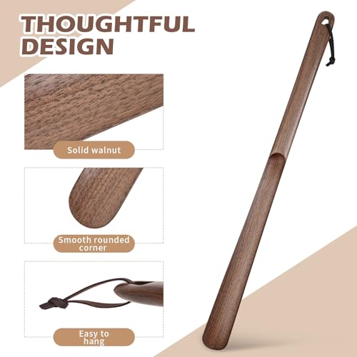 muso wood Long Handle Shoe Horn, 23.6 Inches - color: Walnut
