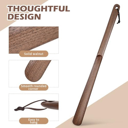 muso wood Long Handle Shoe Horn, 23.6 Inches - color: Walnut