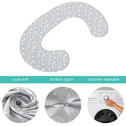 Pregnancy Pillow Cover C Shaped (ONLY Pillowcase), Grey Heart Print - color: Grey Heart, size: C-Shape