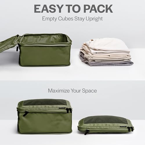 Aerotrunk Compression Packing Cubes for Travel, 4-Pack, Olive - color: Olive, size: 4-Pack