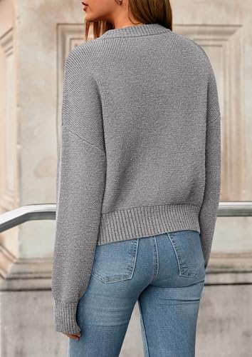 NALANISA Women's Chunky Knit Zipper Cardigan Sweaters 2026 Fall Open Front - color: Grey, size: X-Large