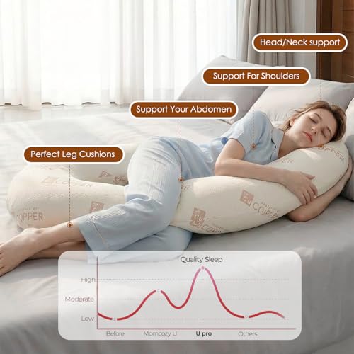 Body Pillow for Adults, Swan Bed Pillow Insert for Sleeping, Copper, 49 In - color: Copper