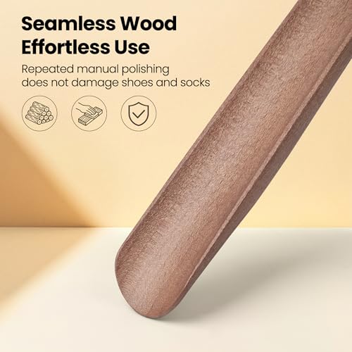 Extra Long Wooden Shoe Horn with Magnetic Holder, Walnut Color