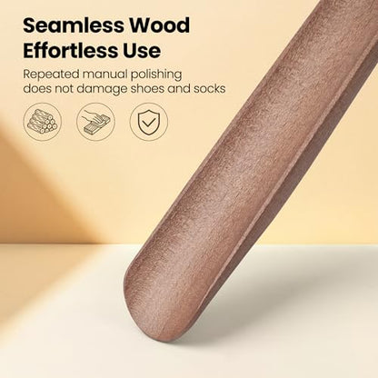 Extra Long Wooden Shoe Horn with Magnetic Holder, Walnut Color