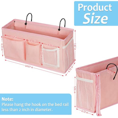 Lilithye Bedside Caddy, Bedside Storage Bag Hanging Organizer for Bunk Bed - color: 1pc New Pink-1