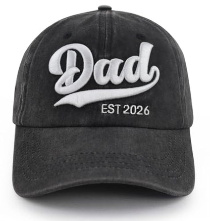 2PCS Mom and Dad EST 2026 Hat, 3D Embroidered Adjustable New Parents Gifts Baseball Cap - color: Dad Black