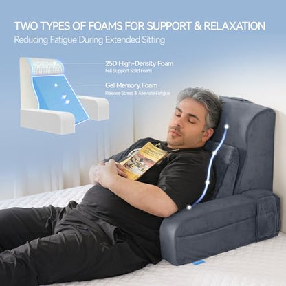 Kayfia Reading Pillow, Gel Memory Foam Back Rest Pillow, 21'', Gray - color: Gray, size: Large(21'')