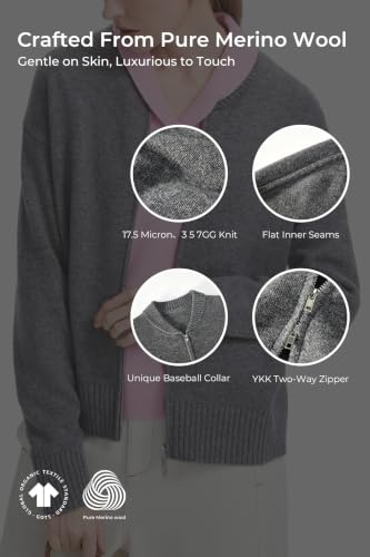 Cardigan Sweaters for Women - Baseball Collar Winter Sweater Jacket - color: Middle Gray, size: Small