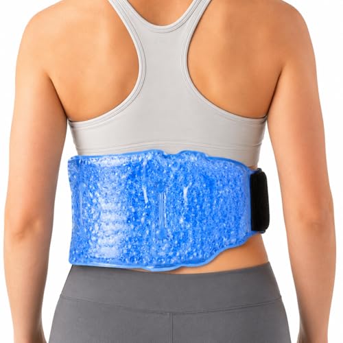 Body Glove Silica Pearl Back Ice Pack Wrap, Reusable Hot or Cold Compress Gel Pack for Back, Adjustable Ice Wrap for Lower Back Pain, Flexible Cold Pack for Injuries
