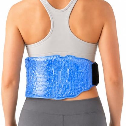 Body Glove Silica Pearl Back Ice Pack Wrap, Reusable Hot or Cold Compress Gel Pack for Back, Adjustable Ice Wrap for Lower Back Pain, Flexible Cold Pack for Injuries