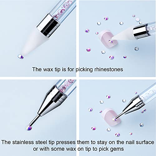 Tatuo 2 Pieces Rhinestone Picker Dotting Pen, Wax Pencil Pen, Blue Pink - color: Light Blue Pink