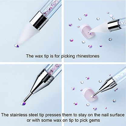 Tatuo 2 Pieces Rhinestone Picker Dotting Pen, Wax Pencil Pen, Blue Pink - color: Light Blue Pink