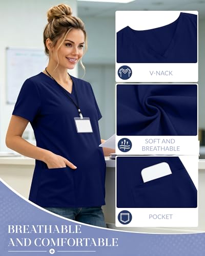 Neer 2 Pack Maternity Scrub Tops for Women - color: Navy Blue, Black, size: X-Large