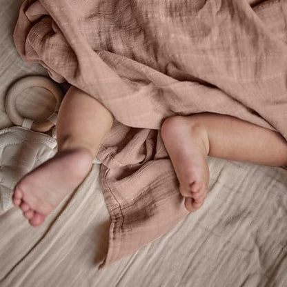 Swaddle Blanket, 100% Organic Cotton Muslin, 47"x47" Newborn - color: Blush