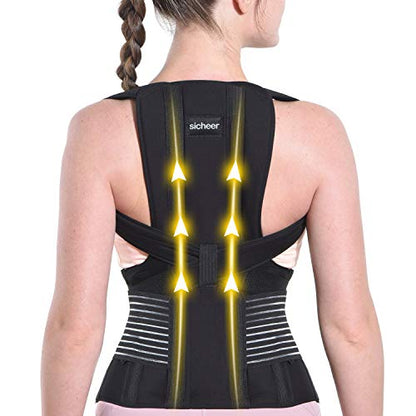 SICHEER Posture Corrector Back Brace for Women & Men, Medium, Waist 34-38" - size: Medium