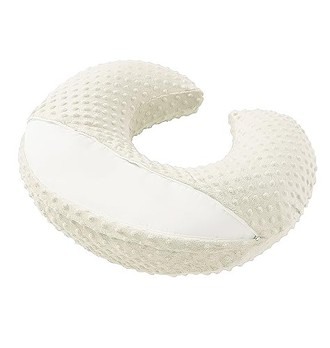 Dots Nursing Pillow Cover, Plush Breastfeeding Pillow Case - color: Pristine