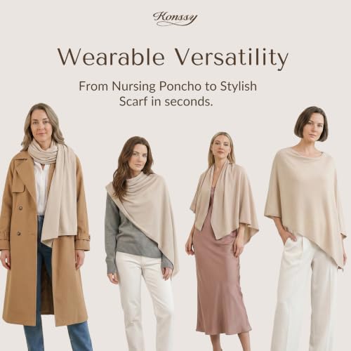 Konssy Rayon Made from Bamboo Nursing Cover for Breastfeeding - color: Blush Beige