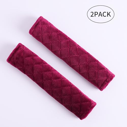Amooca 2 Pack Seat Belt Covers Soft Shoulder Pad for Cars & Backpack - color: Wine Red