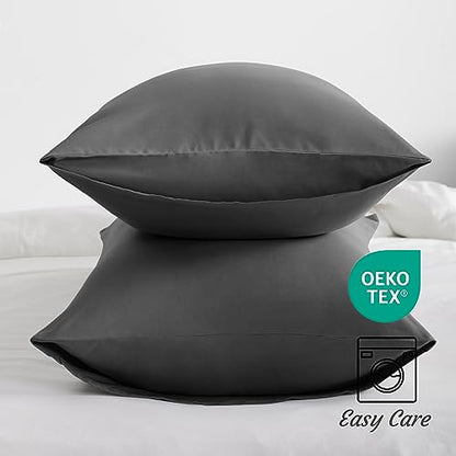 NTBAY Queen Microfiber Pillowcases, Set of 2, Dark Grey - color: Dark Grey, size: Queen (20"x30")
