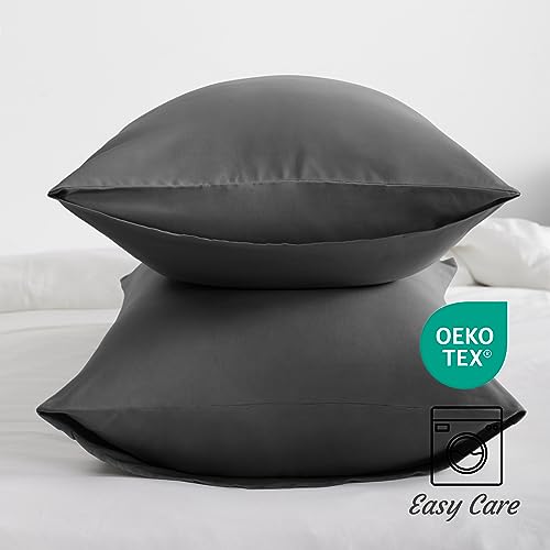 NTBAY Standard Microfiber Pillowcases, Set of 2, Dark Grey - color: Dark Grey, size: Standard (20"x26")