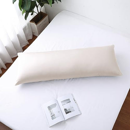 100% Egyptian Cotton Body Pillow Cover Long Pillow Case 600 Thread Count - color: Light Beige, size: Body 1Pack