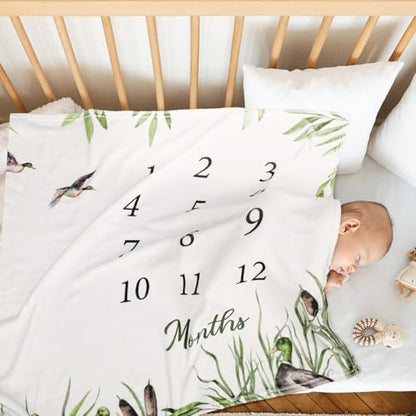 Preboun Mallard Duck Baby Monthly Milestone Blanket 40"x60", Felt Marker