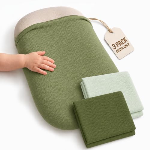 3 Pack Muslin Baby Lounger Covers, Covers Only, 35.5" x 20" - color: 3 Pack Green